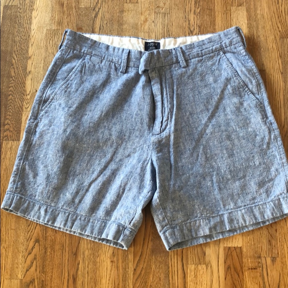 J Crew Blue Linen Shorts 33W